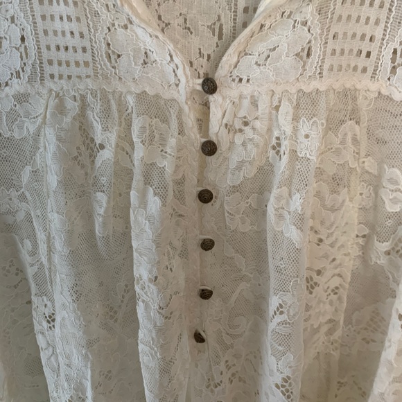 Floreat for Anthropologie Ivory Lacy Tunic Swing Top 8 - Picture 11 of 12